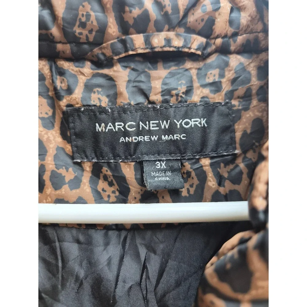 Andrew Marc Puffer Vest Womens 3X Brown Black Lined Mock Neck Winter No Zip